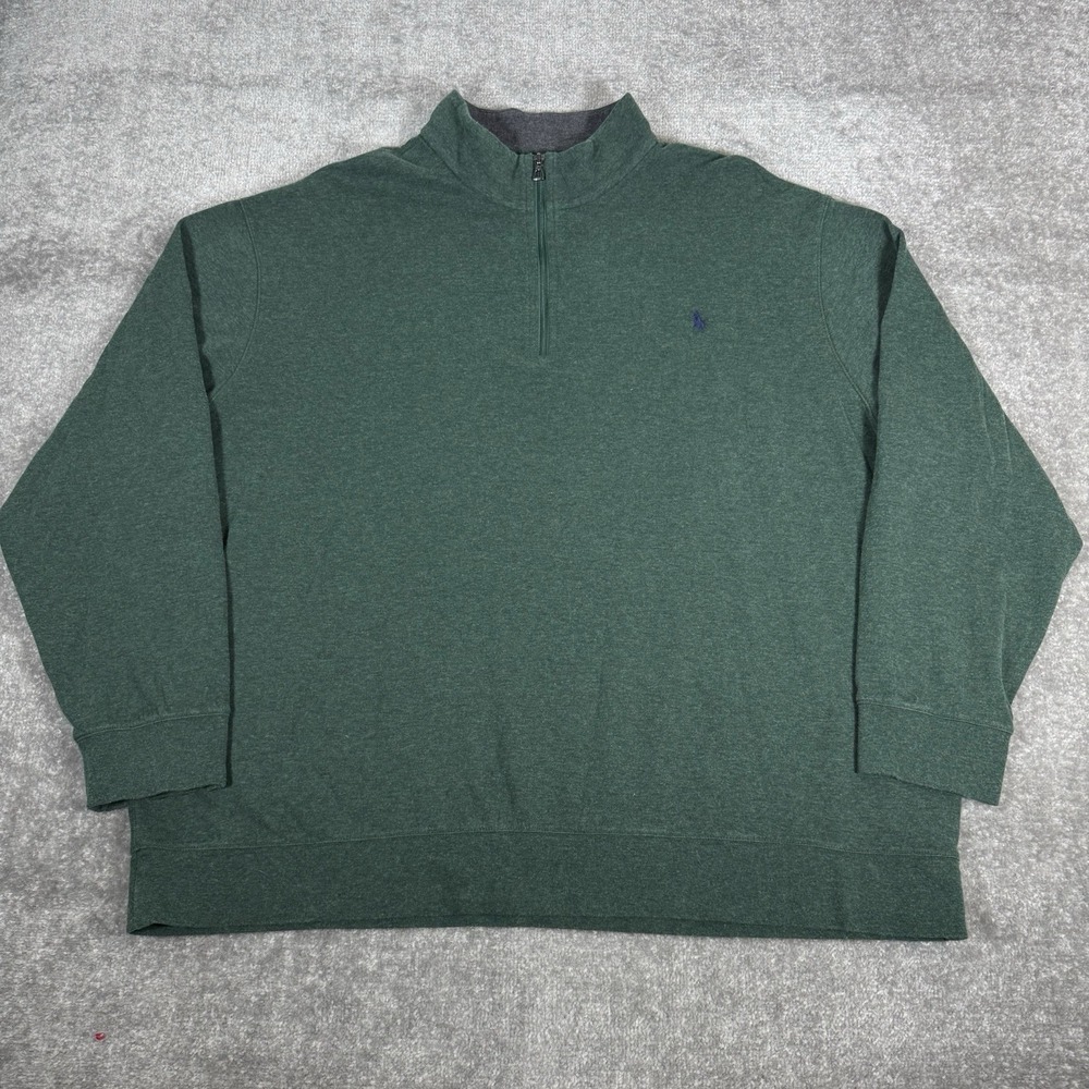 Polo Ralph Lauren Pullover Men's 3XB Green Luxury‎ Quarter Zip Long Sleeve
